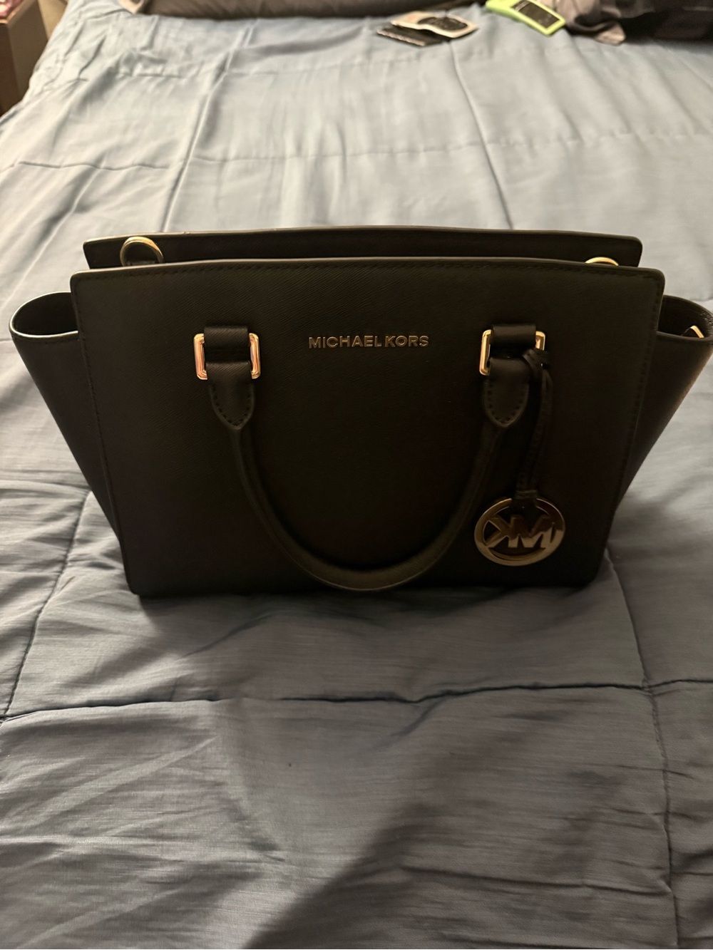 Michael Kors Black Saffiano Leather Handbag with crossbody